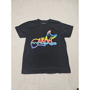 Akoo Shirt Mens Small Rainbow Graphic Short Sleeve Crew Neck